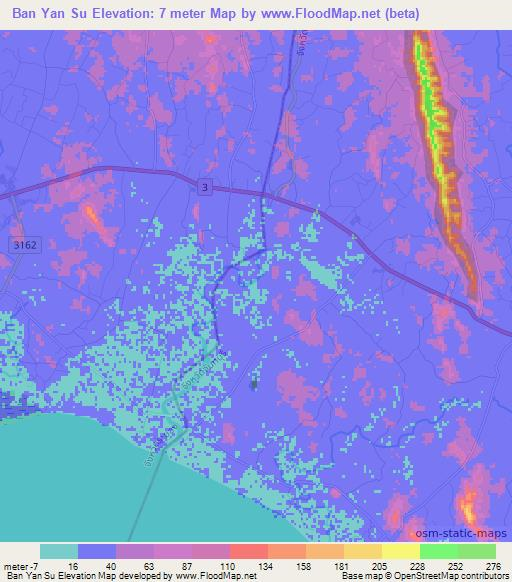 Ban Yan Su,Thailand Elevation Map