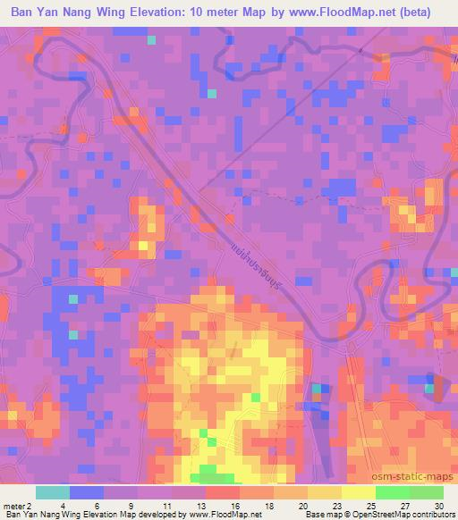 Ban Yan Nang Wing,Thailand Elevation Map