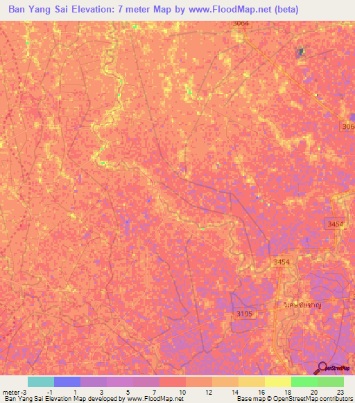 Ban Yang Sai,Thailand Elevation Map