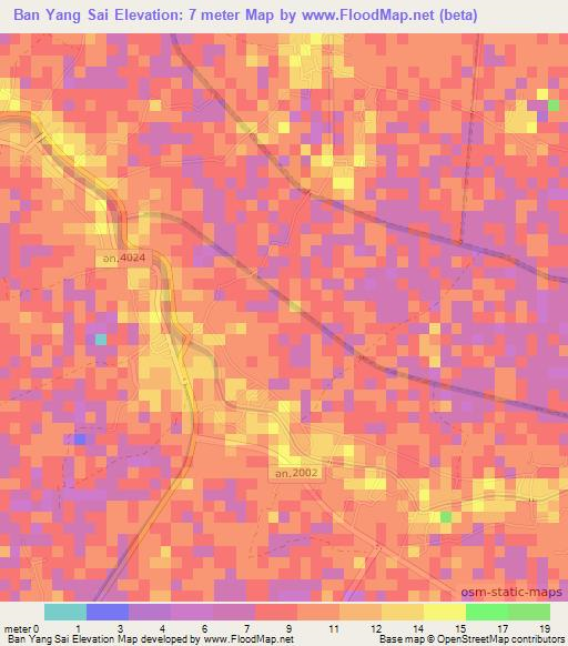 Ban Yang Sai,Thailand Elevation Map