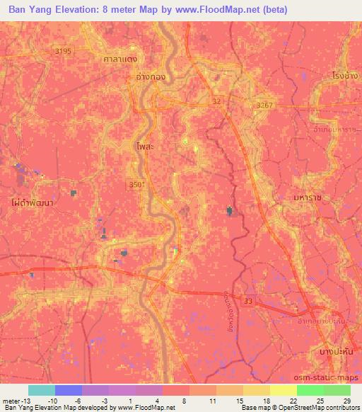 Ban Yang,Thailand Elevation Map