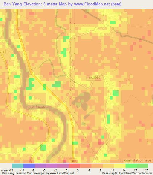 Ban Yang,Thailand Elevation Map