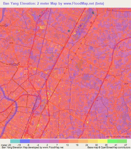 Ban Yang,Thailand Elevation Map