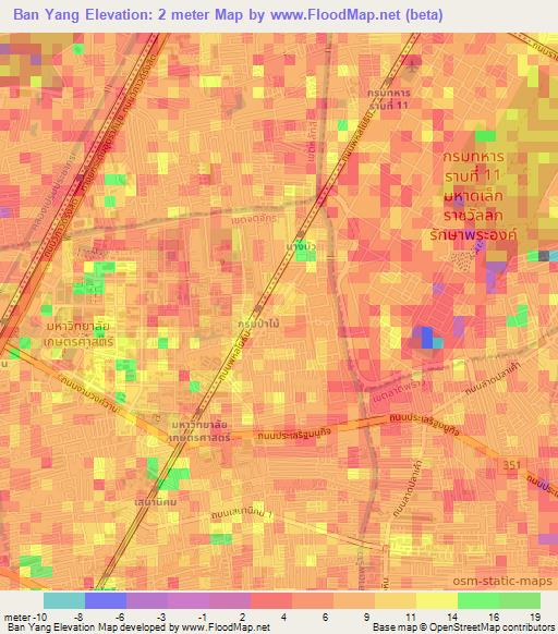 Ban Yang,Thailand Elevation Map