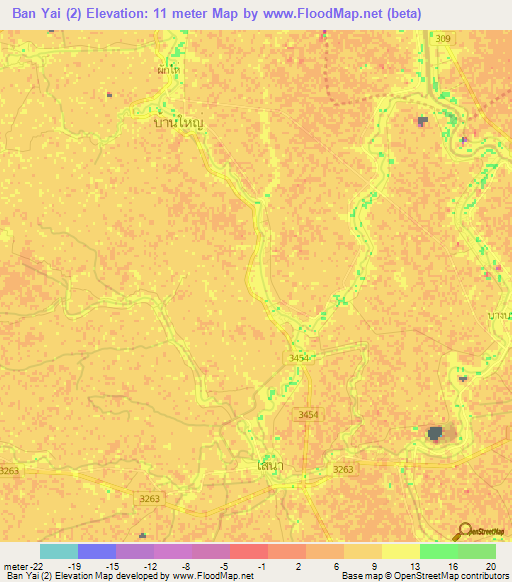 Ban Yai (2),Thailand Elevation Map