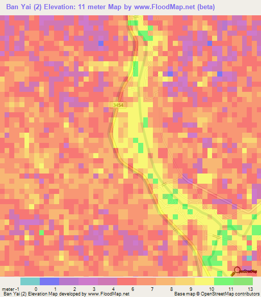 Ban Yai (2),Thailand Elevation Map
