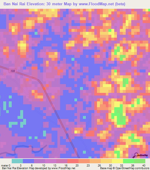 Ban Nai Rai,Thailand Elevation Map