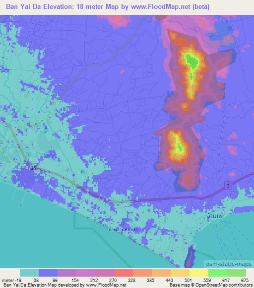Ban Yai Da,Thailand Elevation Map