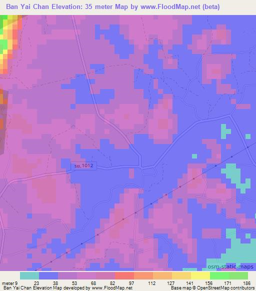 Ban Yai Chan,Thailand Elevation Map