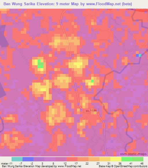 Ban Wung Sarika,Thailand Elevation Map