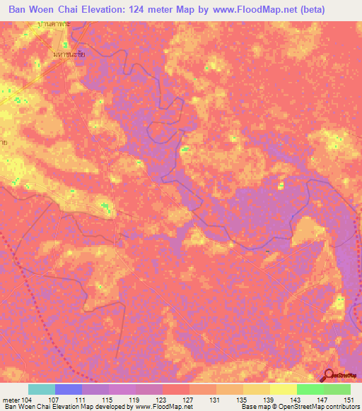 Ban Woen Chai,Thailand Elevation Map