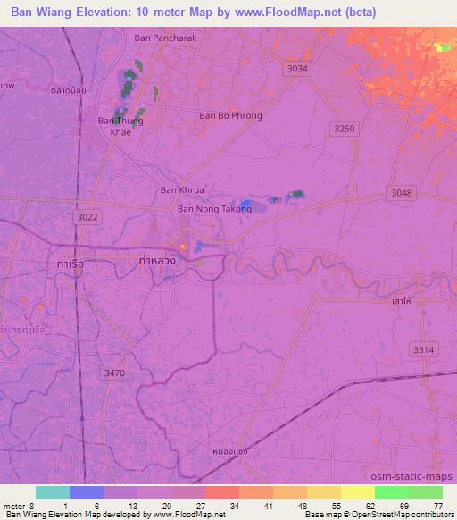 Ban Wiang,Thailand Elevation Map