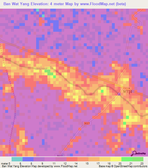 Ban Wat Yang,Thailand Elevation Map