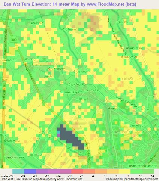 Ban Wat Tum,Thailand Elevation Map