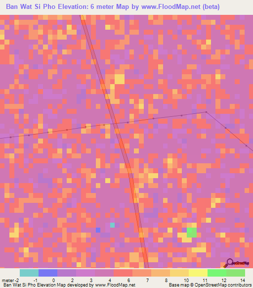 Ban Wat Si Pho,Thailand Elevation Map