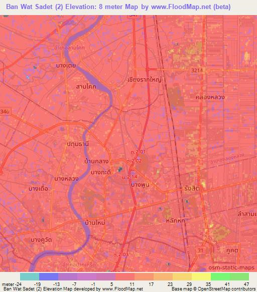 Ban Wat Sadet (2),Thailand Elevation Map