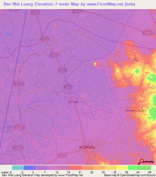 Ban Wat Luang,Thailand Elevation Map