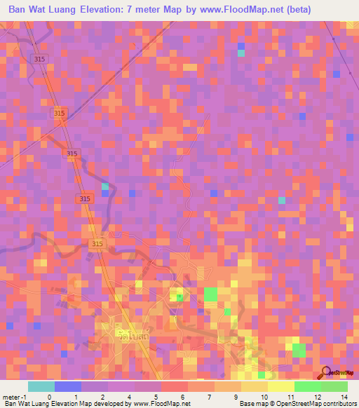 Ban Wat Luang,Thailand Elevation Map