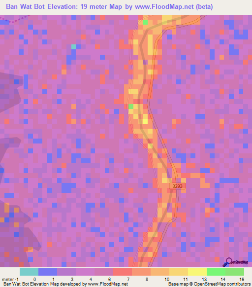 Ban Wat Bot,Thailand Elevation Map
