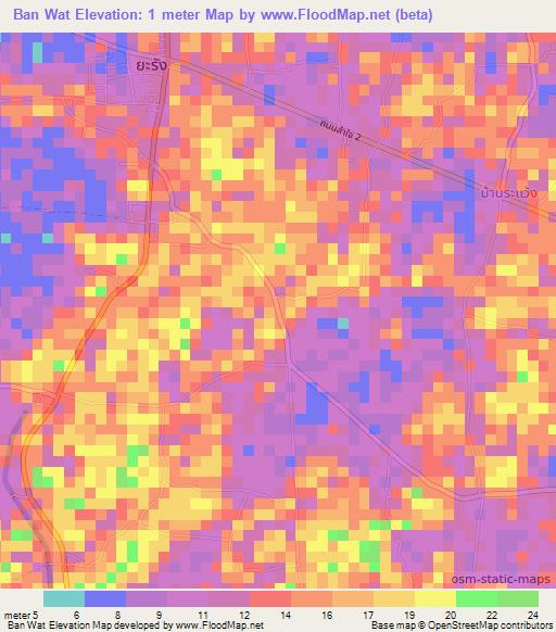 Ban Wat,Thailand Elevation Map
