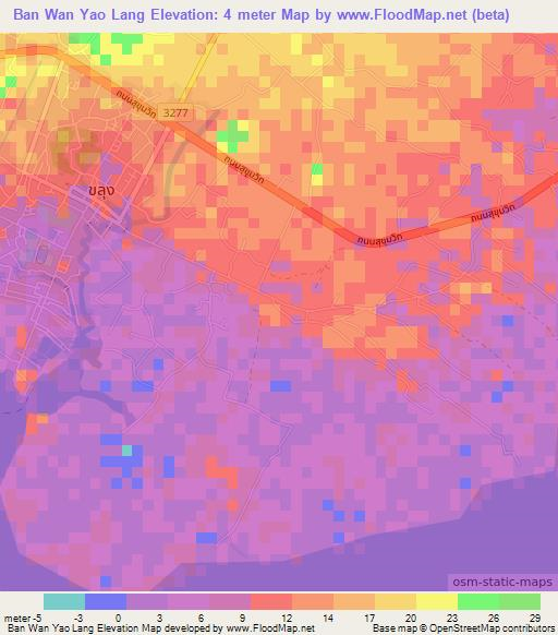 Ban Wan Yao Lang,Thailand Elevation Map