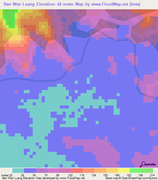 Ban Wan Luang,Thailand Elevation Map