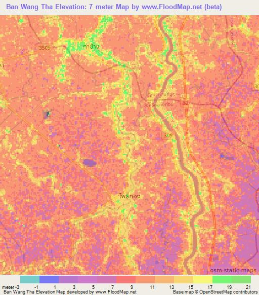 Ban Wang Tha,Thailand Elevation Map
