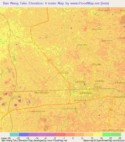 Ban Wang Taku,Thailand Elevation Map