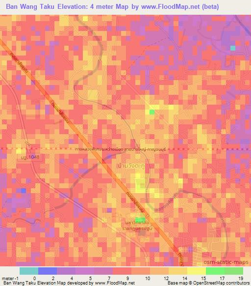 Ban Wang Taku,Thailand Elevation Map