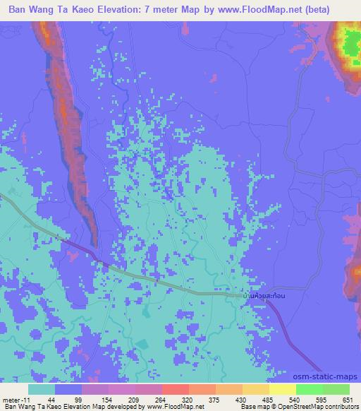 Ban Wang Ta Kaeo,Thailand Elevation Map