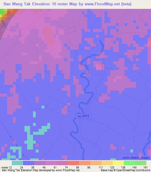 Ban Wang Tak,Thailand Elevation Map