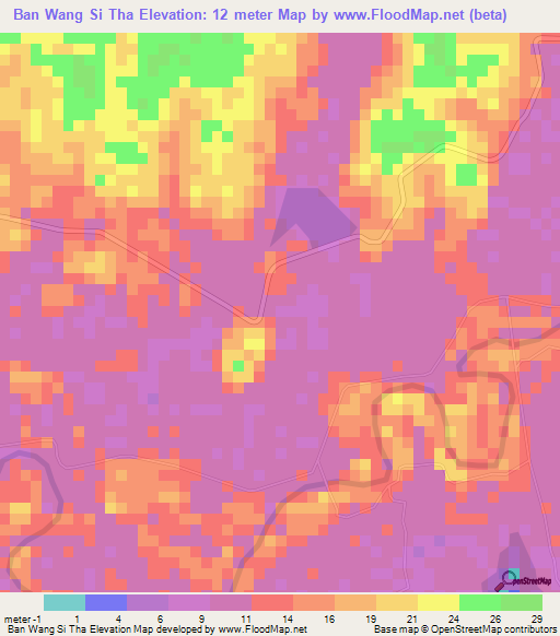 Ban Wang Si Tha,Thailand Elevation Map
