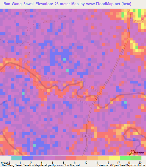 Ban Wang Sawai,Thailand Elevation Map