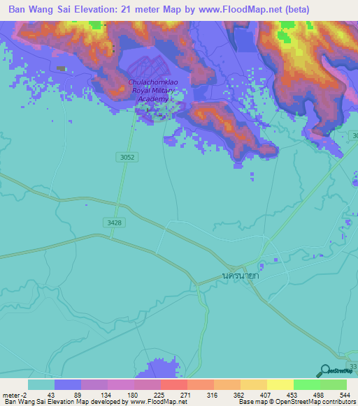 Ban Wang Sai,Thailand Elevation Map