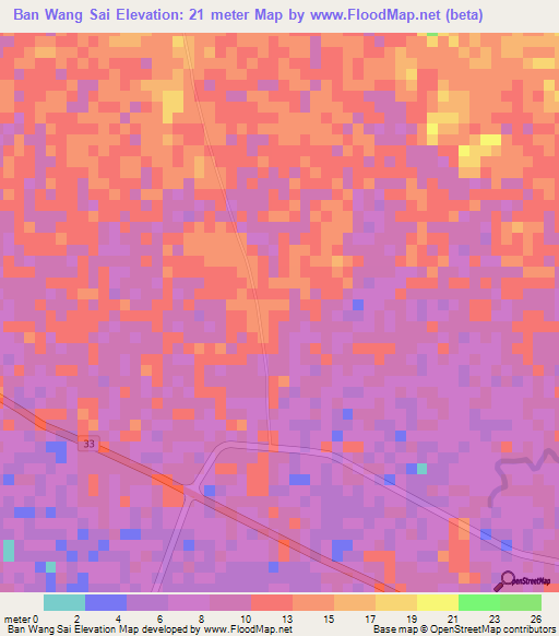 Ban Wang Sai,Thailand Elevation Map