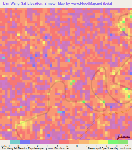 Ban Wang Sai,Thailand Elevation Map