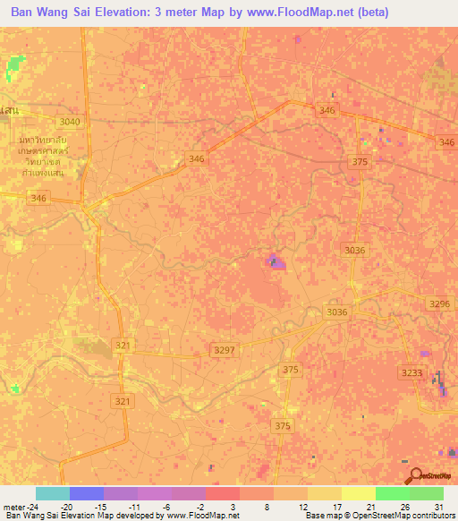 Ban Wang Sai,Thailand Elevation Map