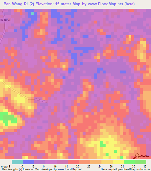 Ban Wang Ri (2),Thailand Elevation Map