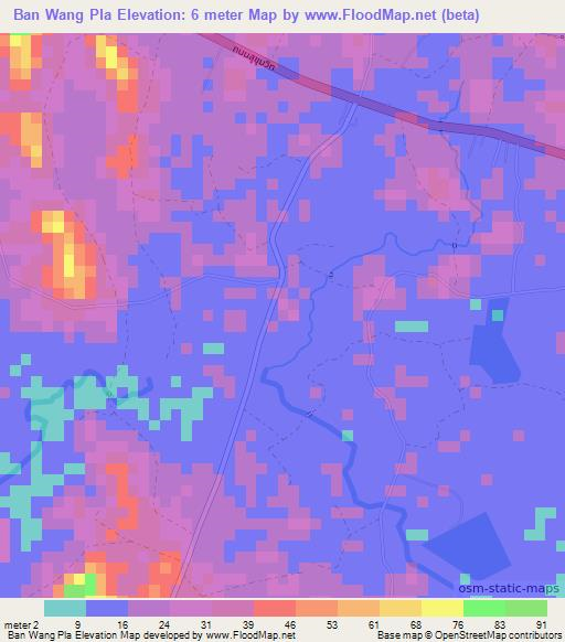 Ban Wang Pla,Thailand Elevation Map