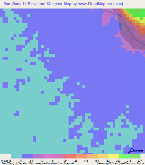 Ban Wang Li,Thailand Elevation Map