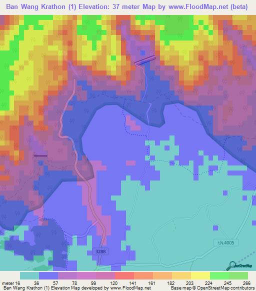 Ban Wang Krathon (1),Thailand Elevation Map