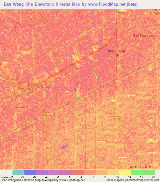 Ban Wang Kha,Thailand Elevation Map