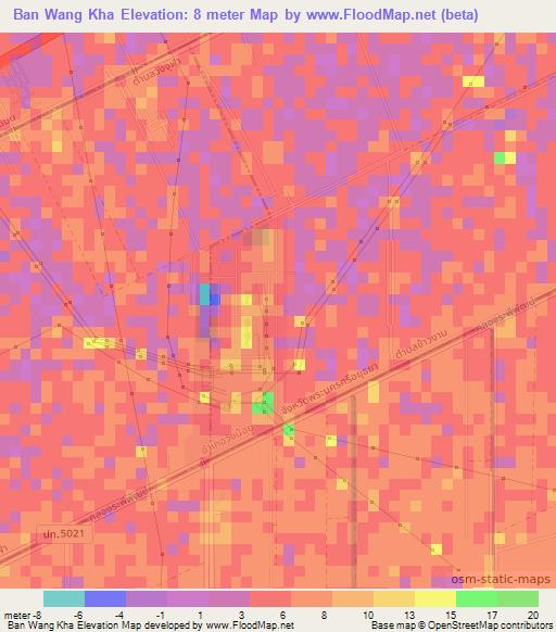 Ban Wang Kha,Thailand Elevation Map