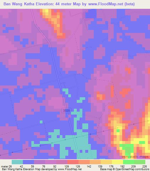 Ban Wang Katha,Thailand Elevation Map