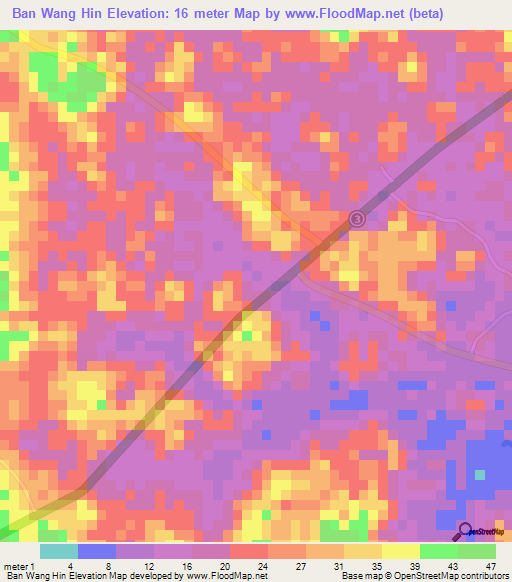 Ban Wang Hin,Thailand Elevation Map