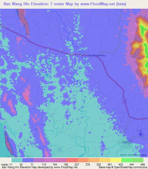 Ban Wang Hin,Thailand Elevation Map