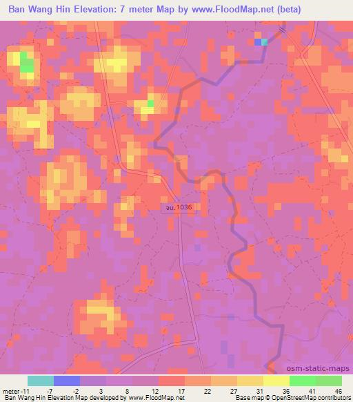 Ban Wang Hin,Thailand Elevation Map