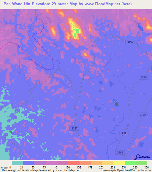 Ban Wang Hin,Thailand Elevation Map