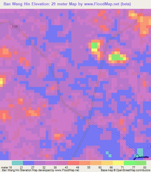 Ban Wang Hin,Thailand Elevation Map
