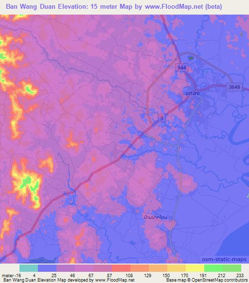 Ban Wang Duan,Thailand Elevation Map